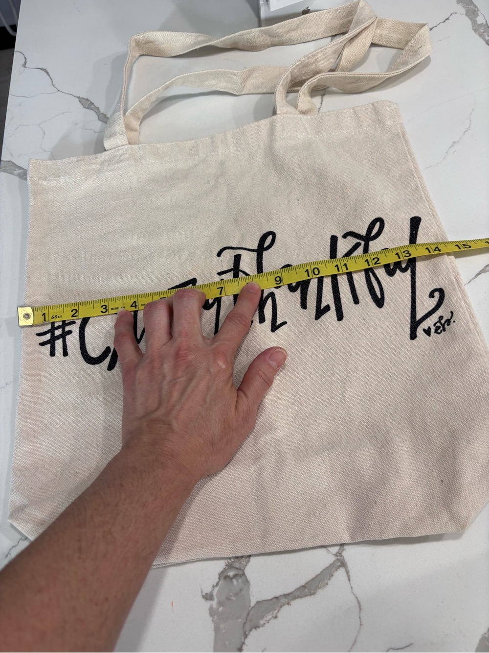 #CrazyThankful Cream Canvas Tote Bag Crazy Thankful Black Logo Medium Shoulder - Picture 11 of 13